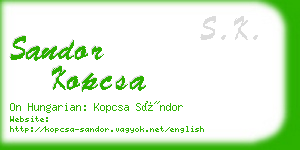 sandor kopcsa business card